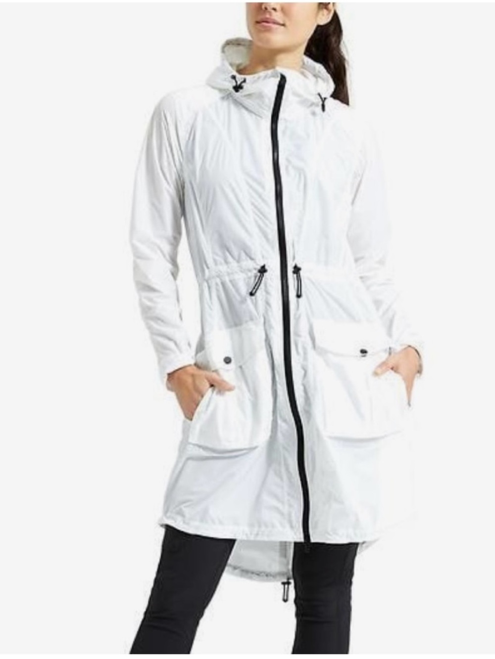 Athleta Everyday city slicker Anorak Lightweight Long Wind Raincoat w Hood
